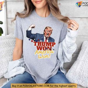 Trump Won America Won Shirt for 2024, Patriotic Pro-Trump Support Tee