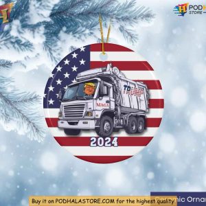 Unique Trump Garbage Truck Ornament 2024, Funny Xmas Gifts for MAGA Supporters