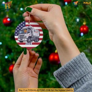 Unique Trump Garbage Truck Ornament 2024 Funny Xmas Gifts for MAGA Supporters 2