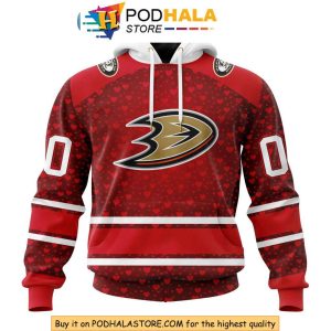 Unique Valentines Day Anaheim Ducks 3D Hoodie with 3D Heart Design 1