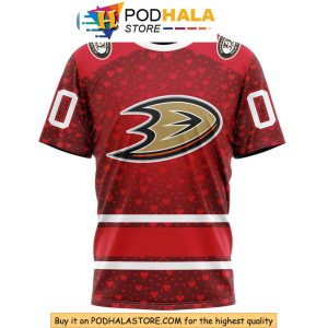 Unique Valentines Day Anaheim Ducks 3D Hoodie with 3D Heart Design 3