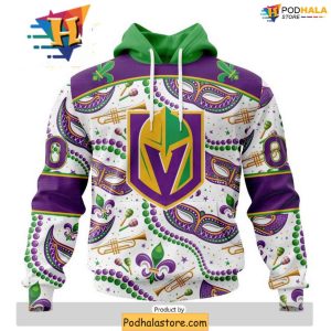 Vegas Golden Knights 3D Hoodie Custom Mardi Gras Design Celebration Apparel 1