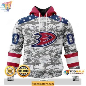 Anaheim Ducks 3D Hoodie Custom Camo Design for Fans and Veterans Day 1