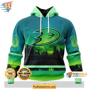 Anaheim Ducks 3D Hoodie Northern Lights Custom Design NHL Team Pride 1