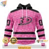 Anaheim Ducks 3D Hoodie Pink Design NHL Merch Breast Cancer Awareness