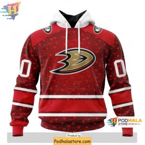 Anaheim Ducks 3D Hoodie Valentines Day Edition NHL Anaheim Ducks Apparel 1