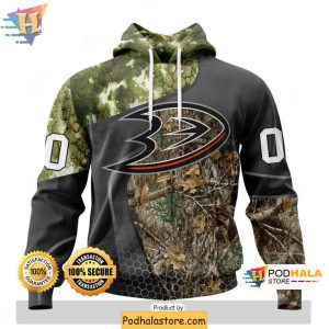 Anaheim Ducks 3D Hoodie with Personalized Hunting Camo Design 1
