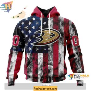 Anaheim Ducks American Flag 3D Hoodie Customizable Independence Design 1