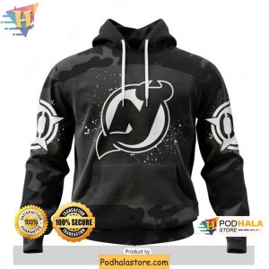 Black Camo New Jersey Devils 3D Hoodie Unique NHL Fan Apparel 1