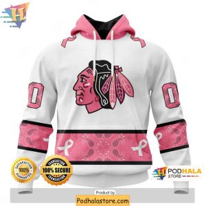 Chicago Blackhawks 3D Hoodie Breast Cancer Awareness Custom October Design 1