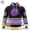 Chicago Blackhawks 3D Hoodie, Lavender Hockey Cancer Awareness Sweatshirt