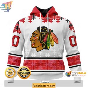 Chicago Blackhawks 3D Hoodie Personalized Autism Awareness Apparel 1
