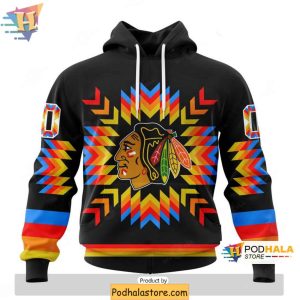 Chicago Blackhawks 3D Hoodie Personalized with Native Pattern Design 1