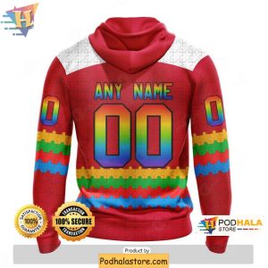 Chicago Blackhawks 3D Hoodie with Autism Awareness Puzzle Piece Design 2