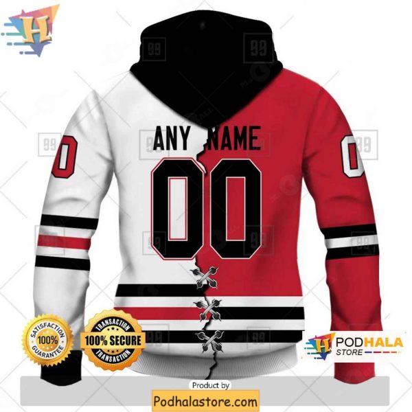 Chicago Blackhawks Broken Mix 3D Hoodie Personalized NHL Apparel for Fans
