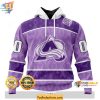 Colorado Avalanche 3D Hoodie, Lavender Personalized Cancer Awareness Apparel