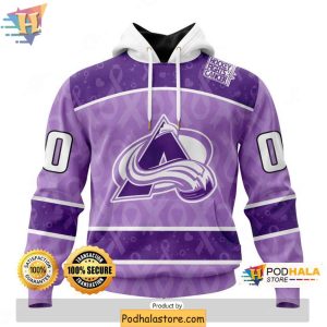 Colorado Avalanche 3D Hoodie Lavender Personalized Cancer Awareness Apparel 1