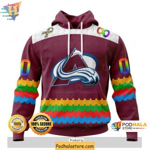 Colorado Avalanche 3D Hoodie Personalized NHL Autism Awareness Design 1