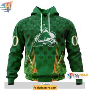 Custom Colorado Avalanche 3D Hoodie Shamrock Design for St Patricks Day Fans 1