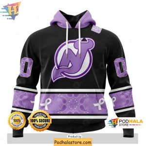 Custom NHL New Jersey Devils 3D Hoodie Perfect For Lavender Cancer Support 1