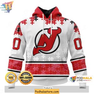 Custom New Jersey Devils 3D Hoodie Autism Awareness NHL Team Merchandise 1