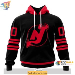 Custom New Jersey Devils 3D Hoodie Blackout Theme Unique NHL Apparel 1