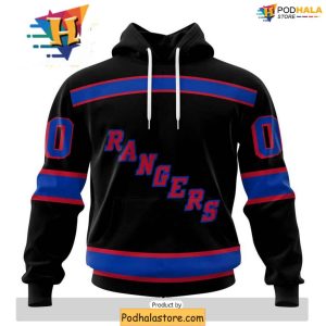 Custom New York Rangers 3D Hoodie Blackout Design for NHL Fans 1