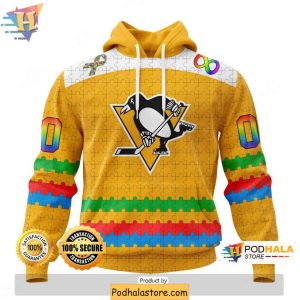 Custom Pittsburgh Penguins 3D Hoodie Autism Awareness NHL Apparel 1