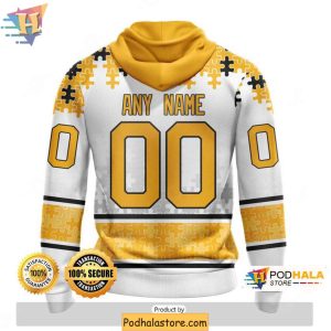 Custom Pittsburgh Penguins 3D Hoodie Autism Awareness Puzzle Pattern Design 2