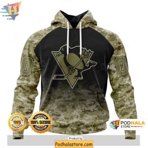 Custom Pittsburgh Penguins 3D Hoodie Military Camo Design for Fans 1