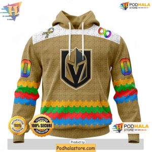 Custom Vegas Golden Knights Hoodie 3D Puzzle Design NHL Fan Autism Clothing 1