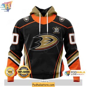 Customizable NHL 30th Anniversary Anaheim Ducks Hoodie 3D NHL Apparel 1