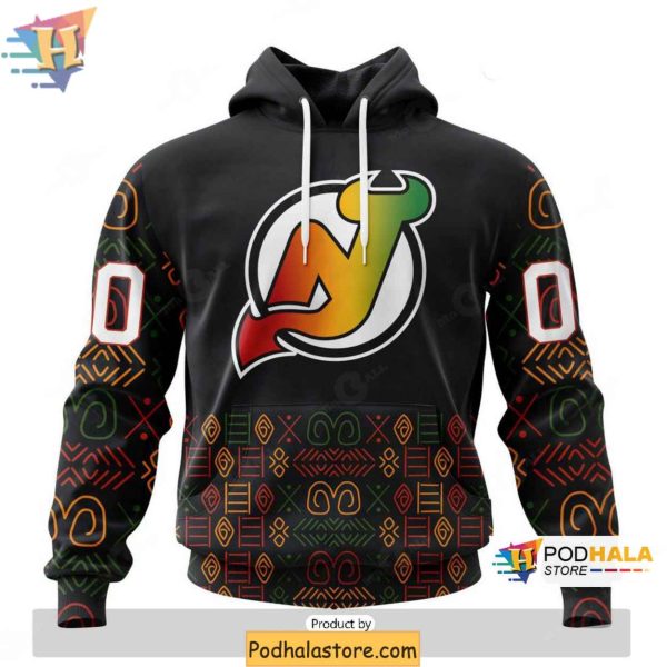 Customizable New Jersey Devils 3D Hoodie Black History Month Special Design