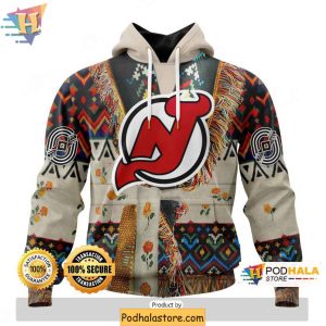 Customizable New Jersey Devils 3D Hoodie Native Design for NHL Fans 1