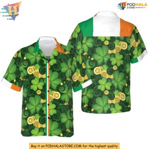 Green Shamrock Hawaiian Shirt, Irish Festival Shirt, St Patricks Day Aloha
