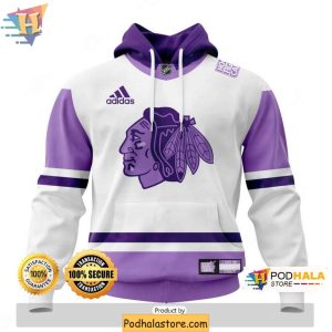 Hockey Fights Cancer Chicago Blackhawks 3D Hoodie Custom NHL Clothing 1