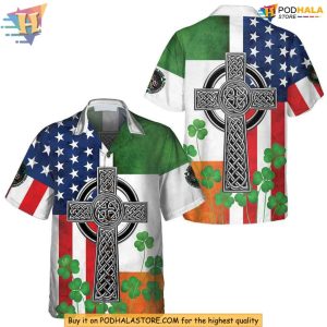 Irish Flag Hawaiian Shirt, Green Shamrock Aloha for St Patricks Day