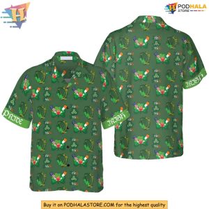 Irish Flag Hawaiian Shirt with Green Shamrock St Patricks Day Outfit