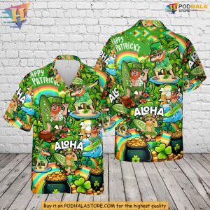 Irish Leprechaun Hawaiian Shirt St Patricks Day Apparel for March 17