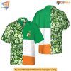 Irish Themed Hawaiian Shirt Clover and Flag Design Saint Patricks Day Attire