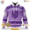 Lavender NHL Vegas Golden Knights Hoodie with Hockey Fights Cancer Logo