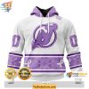 Lavender New Jersey Devils 3D Hoodie NHL Cancer Awareness Custom Apparel