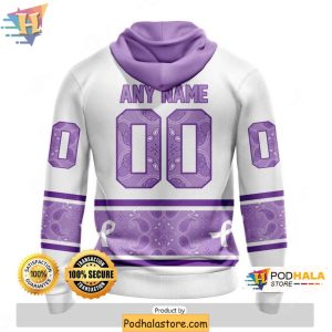 Lavender Pittsburgh Penguins 3D Hoodie NHL Cancer Awareness Custom Gear 2