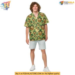 Leprechaun Hawaiian Shirt St Patricks Day Apparel Irish Themed Green Design