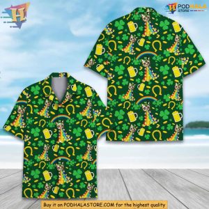 Lucky Green Clover Hawaiian Shirt, St Patricks Day Floral Aloha Shirt