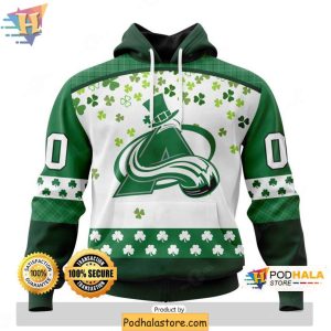 NHL Colorado Avalanche Hoodie 3D with Shamrock Design for St Patrick Day 1