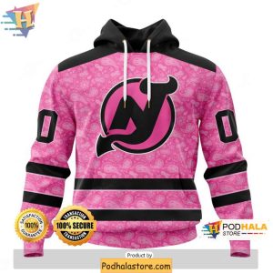NHL New Jersey Devils Hoodie Sweatshirt 3D Breast Cancer Awareness Apparel 1