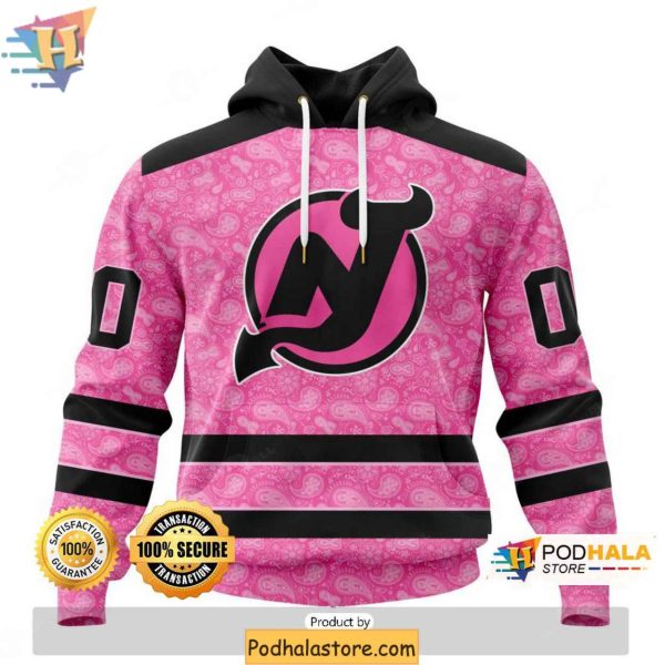 NHL New Jersey Devils Hoodie Sweatshirt 3D Breast Cancer Awareness Apparel