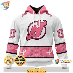 New Jersey Devils 3D Hoodie Breast Cancer Awareness Paisley Design 1