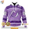 New Jersey Devils 3D Hoodie Hockey Fights Cancer Lavender Apparel
